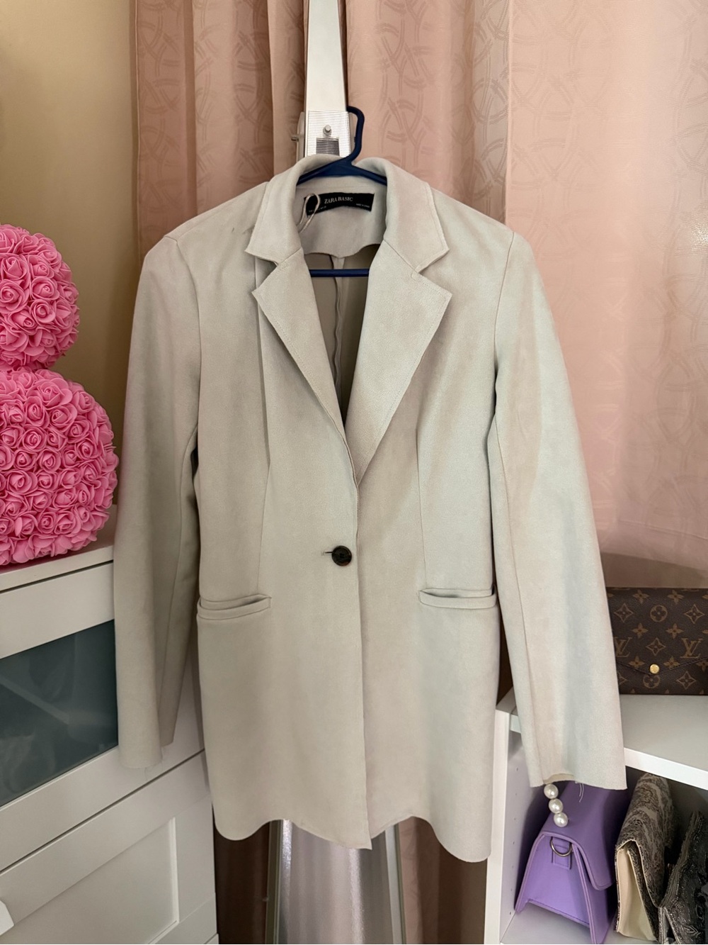 Zara Cream Single-Button Blazer Jacket